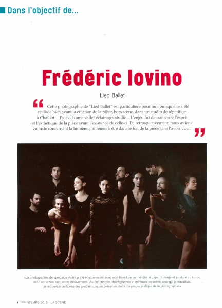 Magazine La Scène - Printemps 2015 - rubrique "Dans l'objectif de ..."  - photographie © Frédéric IOVINO