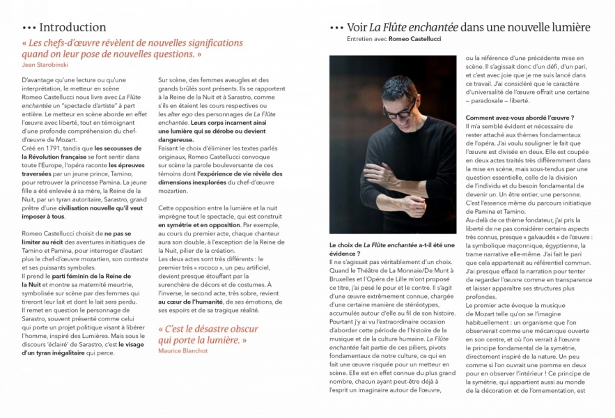 Programme LA FLUTE ENCHANTEE - 2019 - M.e.S. Romeo Castellucci - Opéra de Lille - photographie © Frédéric Iovino