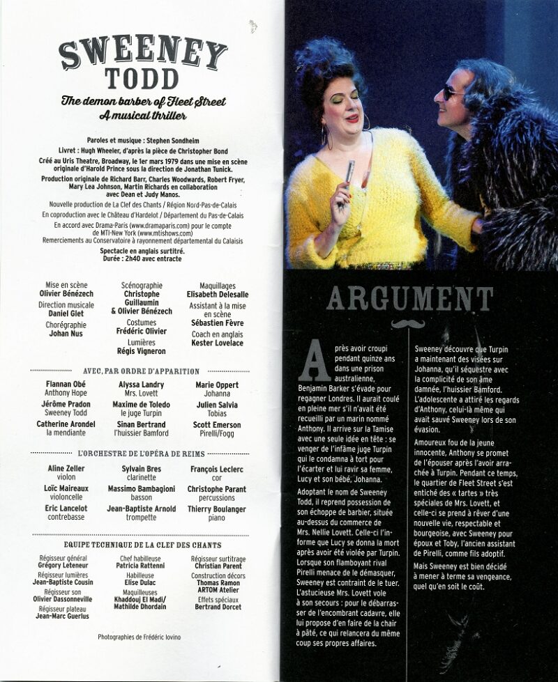 Programme "Sweeney Todd" - juillet 2014 - © Frédéric IOVINO