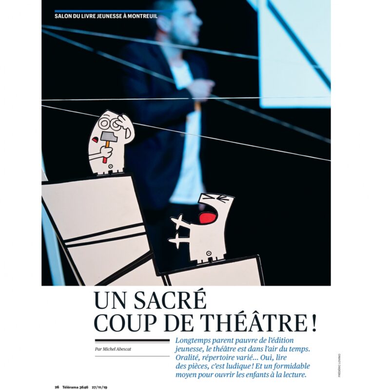 publication TELERAMA n°3646  du 27/11/2019 - spectacle "BABIL" - article Salon du Livre Jeunesse Montreuil - photographie © Frédéric Iovino