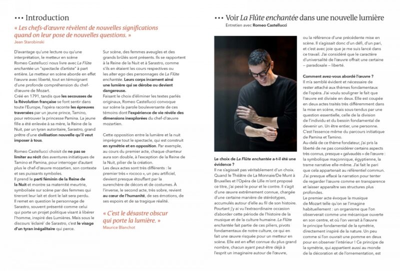 Programme LA FLUTE ENCHANTEE - 2019 - M.e.S. Romeo Castellucci - Opéra de Lille - photographie © Frédéric Iovino